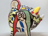 Totoy Zamudio, Chancho de Autor, técnica mixta sobre arcilla, 2021